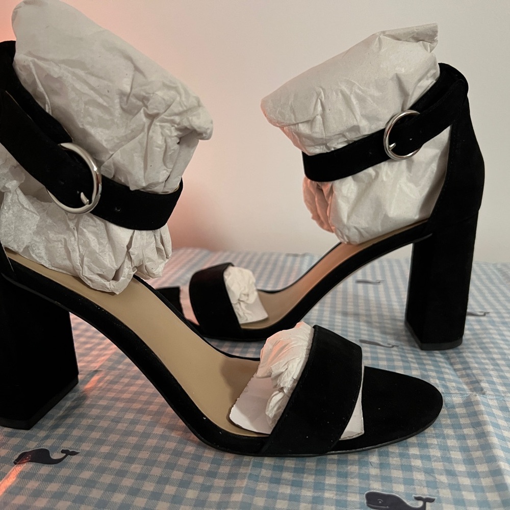 Ann Taylor Black Suede Block Heels